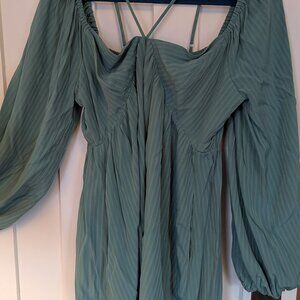 NWT Sage Green Striped Mini Dress